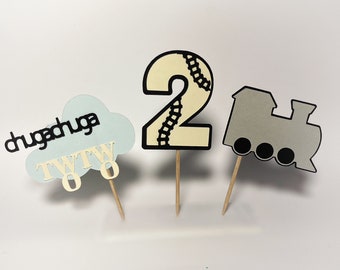 Train cupcake topper-Chuga Chuga two two- 2 year old boys birthday