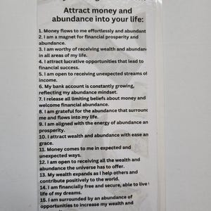 Tarjeta de afirmación laminada con dibujo de dinero