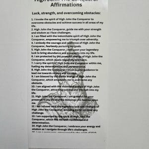 High John The Conqueror Laminated Affirmation Card