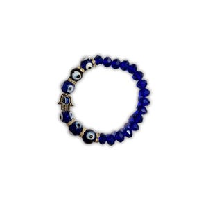 Lucky Eye | Blue Evil Eye Beaded Bracelet | Pave Hamsa Hand | Hand of Buddha | Spiritual | Hand of God Charm |Hand of Fatima Eye