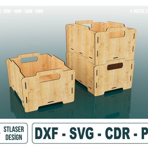 Laser Cut Stackable Storage Box Files, Laser Cut Wooden Box, Vector Files For Wood Laser Cutting