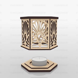 5 Different Hexagon Tealight Holder Laser Cut Svg Files, Vector Files For Wood Laser Cutting image 5