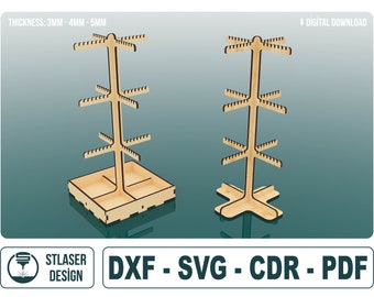 File Svg con taglio laser per espositore portachiavi, file vettoriali per il taglio laser del legno