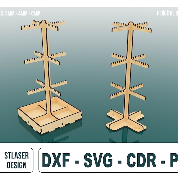 Soporte de exhibición de llavero Archivos svg cortados con láser, archivos vectoriales para corte por láser de madera