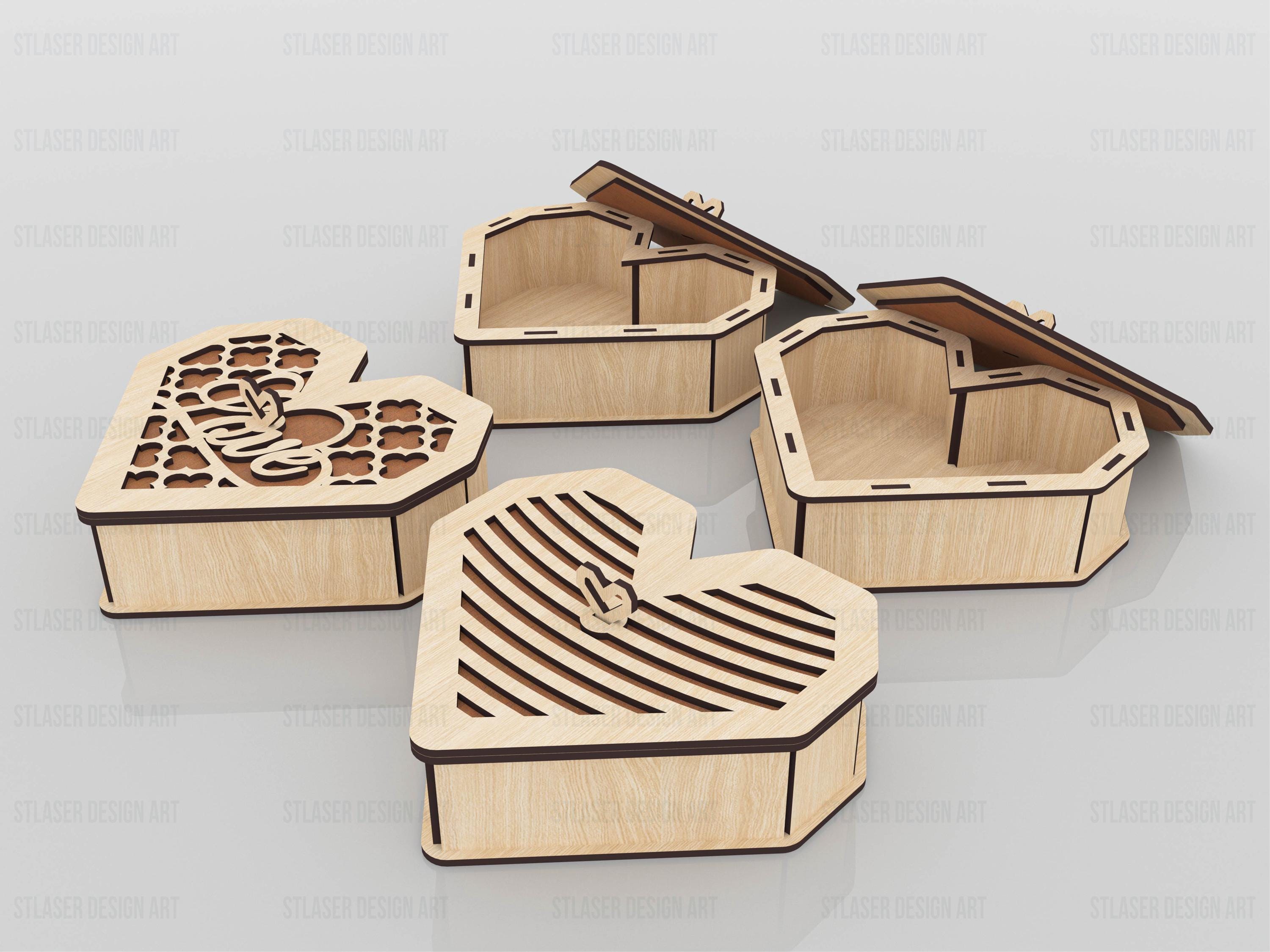 Heart Gift Box Laser Cut Svg Files, Vector Files for Wood Laser Cutting ...