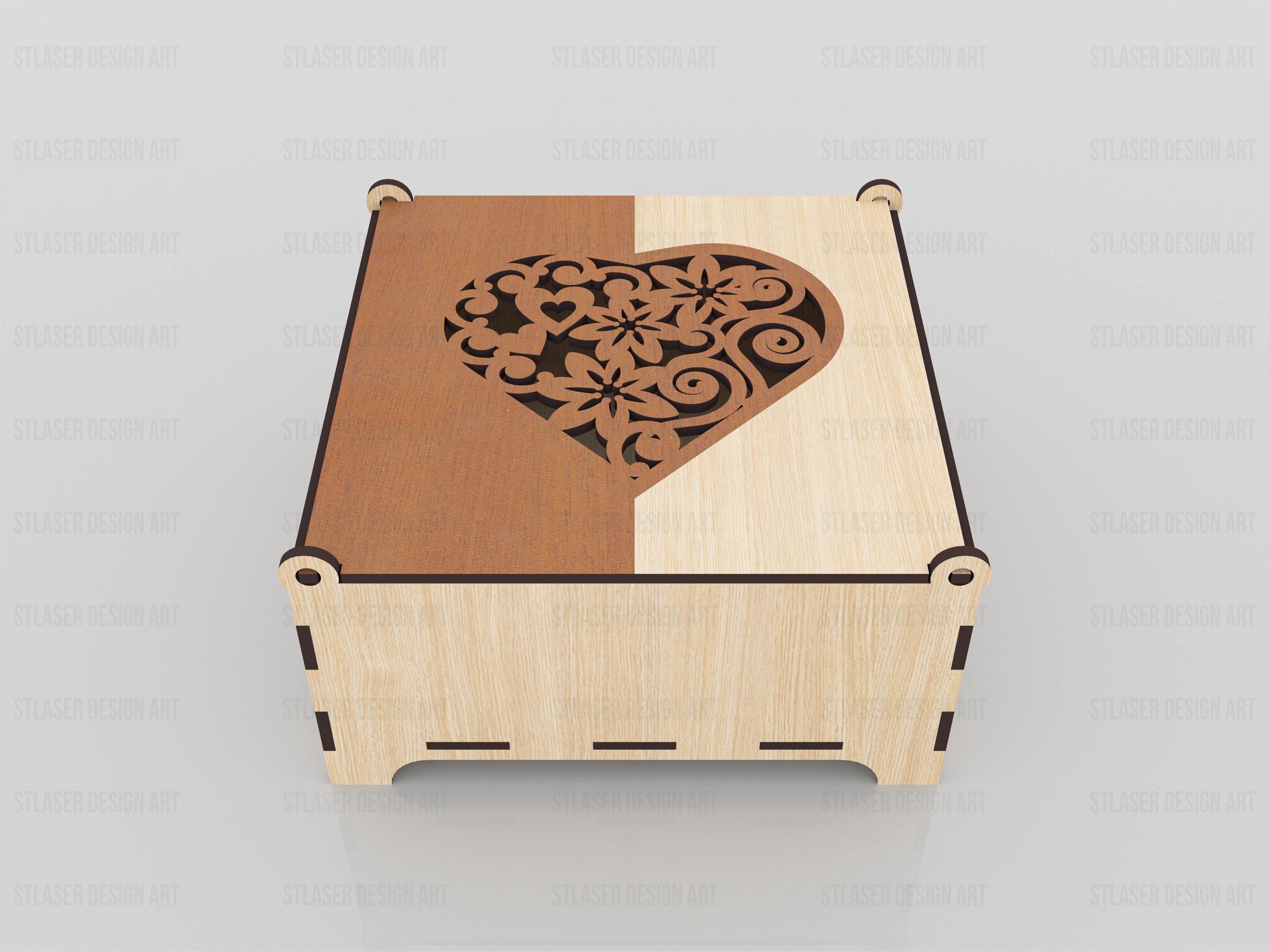 Laser Cut Decorative Box With Lid Svg Files, Vector Files for Wood ...