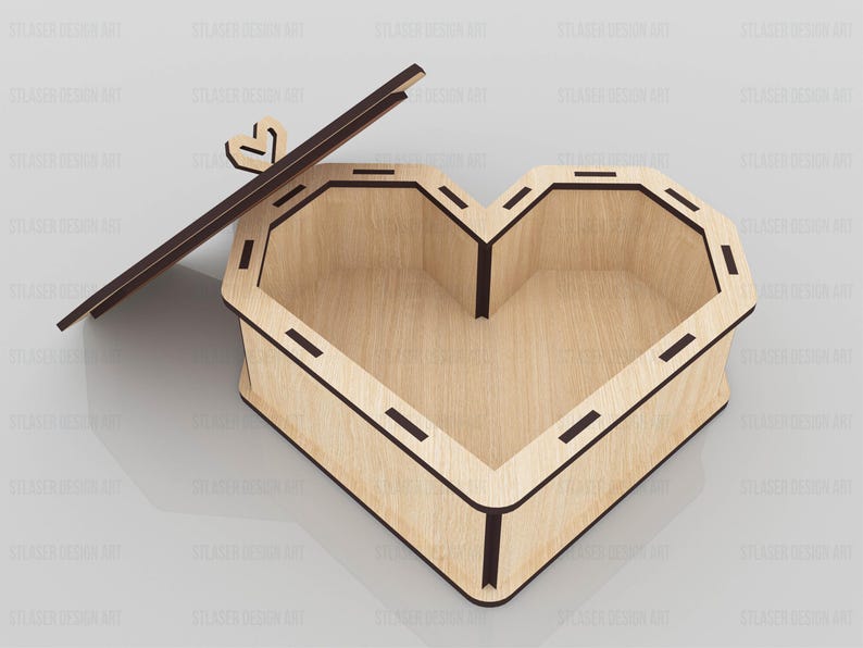 Heart Gift Box Laser Cut Svg Files, Vector Files for Wood Laser Cutting ...