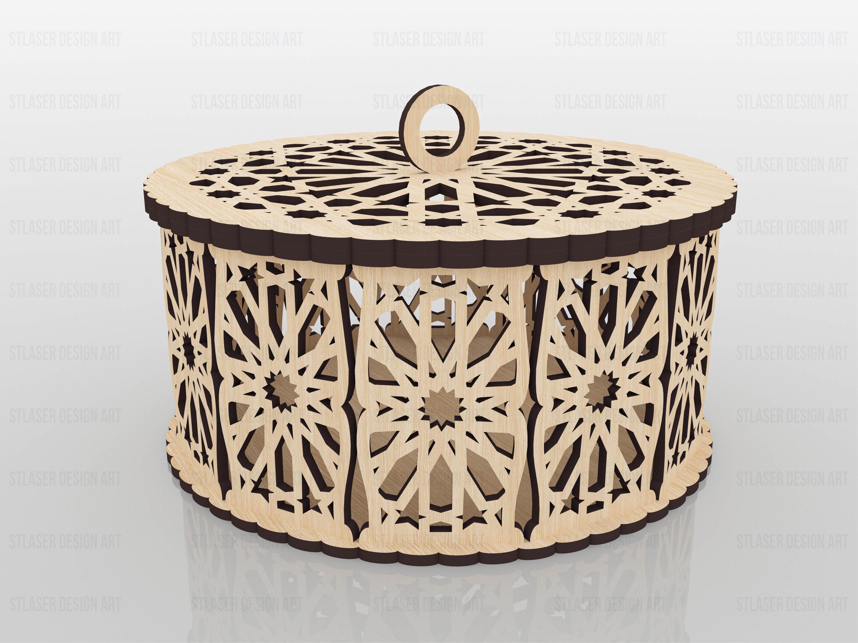 Decorative Round Gift Box Laser Cut Svg Files, Laser Cut Wooden Box ...