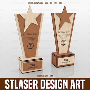 Award Trophy Laser Cut Files, Wood Award Svg Files, Vector Files For Wood Laser Cutting