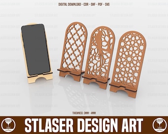 Laser Cut Phone Holder Svg Files, Phone Stand, Vector Files For Laser Cutting