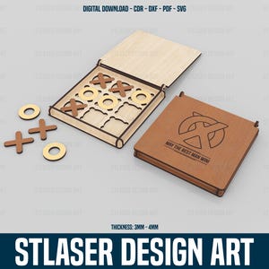 Laser Cut Tic Tac Toe Wooden Game Svg Files, Vector Files For Wood Laser Cutting