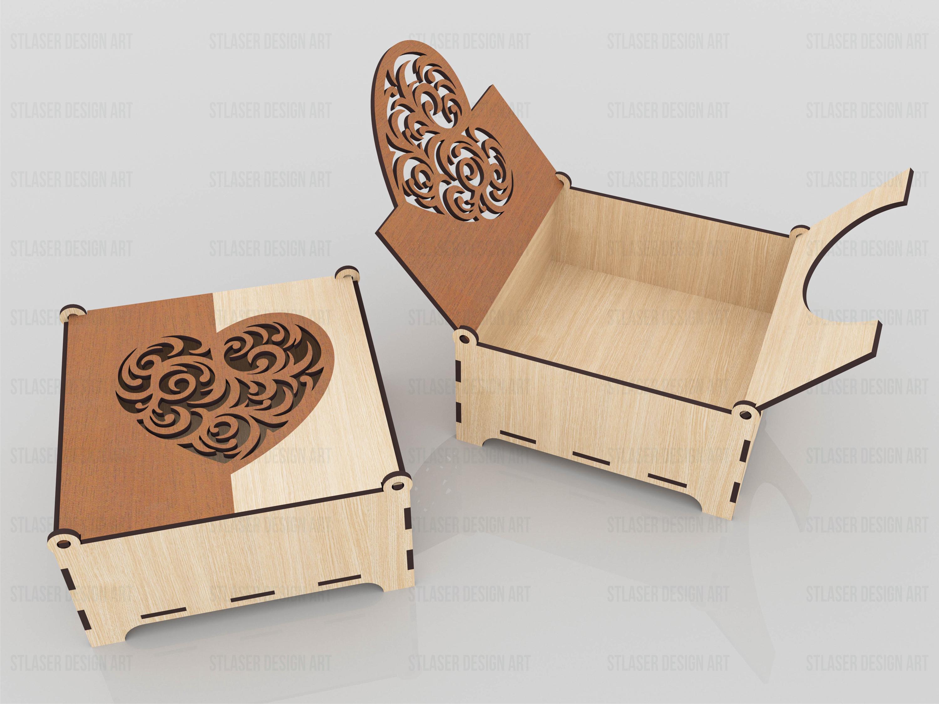 Laser Cut Decorative Box With Lid Svg Files, Vector Files for Wood ...