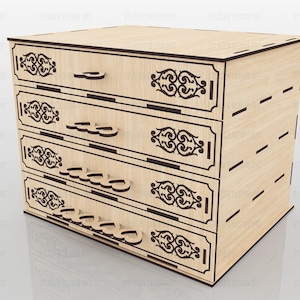 Chest of Drawers Box Laser Cut Svg Files, Vector Files for Wood Laser ...