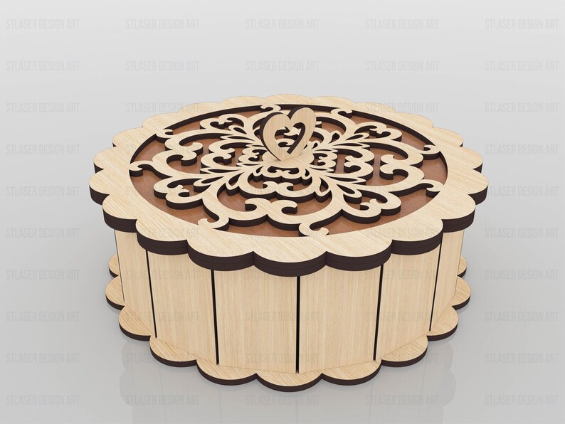 Decorative Round Gift Box Laser Cut Svg Files, Vector Files for Wood ...