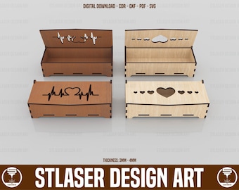 Gift Box Laser Cut Svg Files, Jewelry Box Vector Files For Wood Laser Cutting