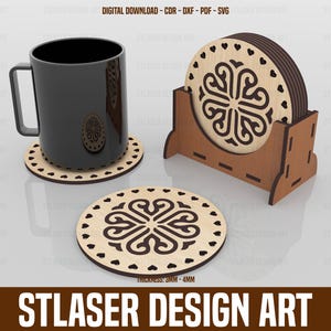Boxed Coaster Laser Cut Svg Files, Vector Files For Wood Laser Cutting