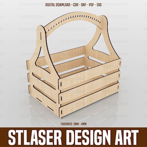 Laser Cut Wooden Basket File, Vector Files For Wood Laser Cutting