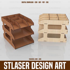 Laser Cut Desktop Organiser Svg Files, Paper Holder Stand Files, Vector Files For Wood Laser Cutting