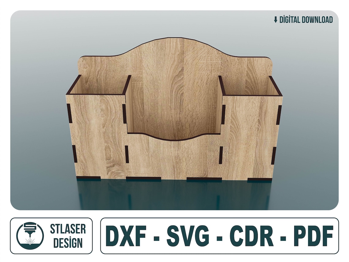 Laser Cut Wooden Pencil Holder Vector Files for Wood Laser Etsy