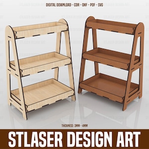 Display Stand Laser Cut Svg Files , 3 Shelf Display Stand Files, Vector Files For Wood Laser Cutting