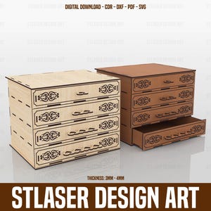 Ladekast lasergesneden Svg-bestanden, vectorbestanden voor hout lasersnijden