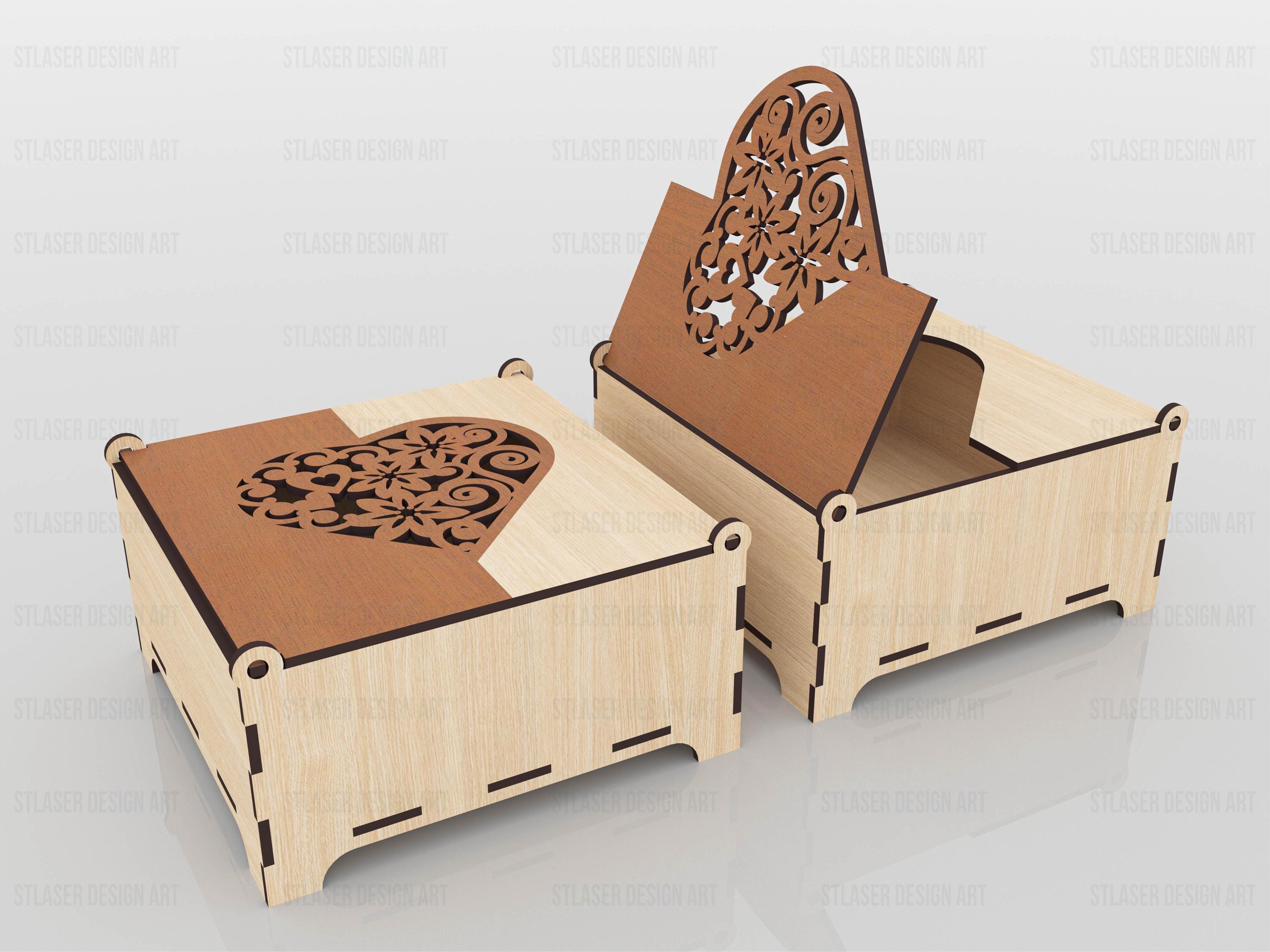 Laser Cut Decorative Box With Lid Svg Files, Vector Files for Wood ...