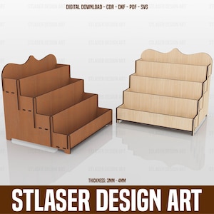 Display Stand Laser Cut Svg Files , 4 Shelf Display Stand Files, Vector Files For Wood Laser Cutting