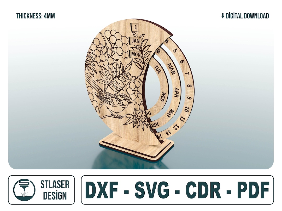 Laser Cut Perpetual Calendar, Vector Files for Wood Laser Cutting - Etsy