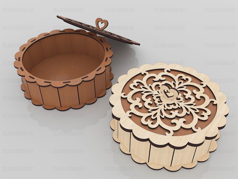 Decorative Round Gift Box Laser Cut Svg Files, Vector Files for Wood ...