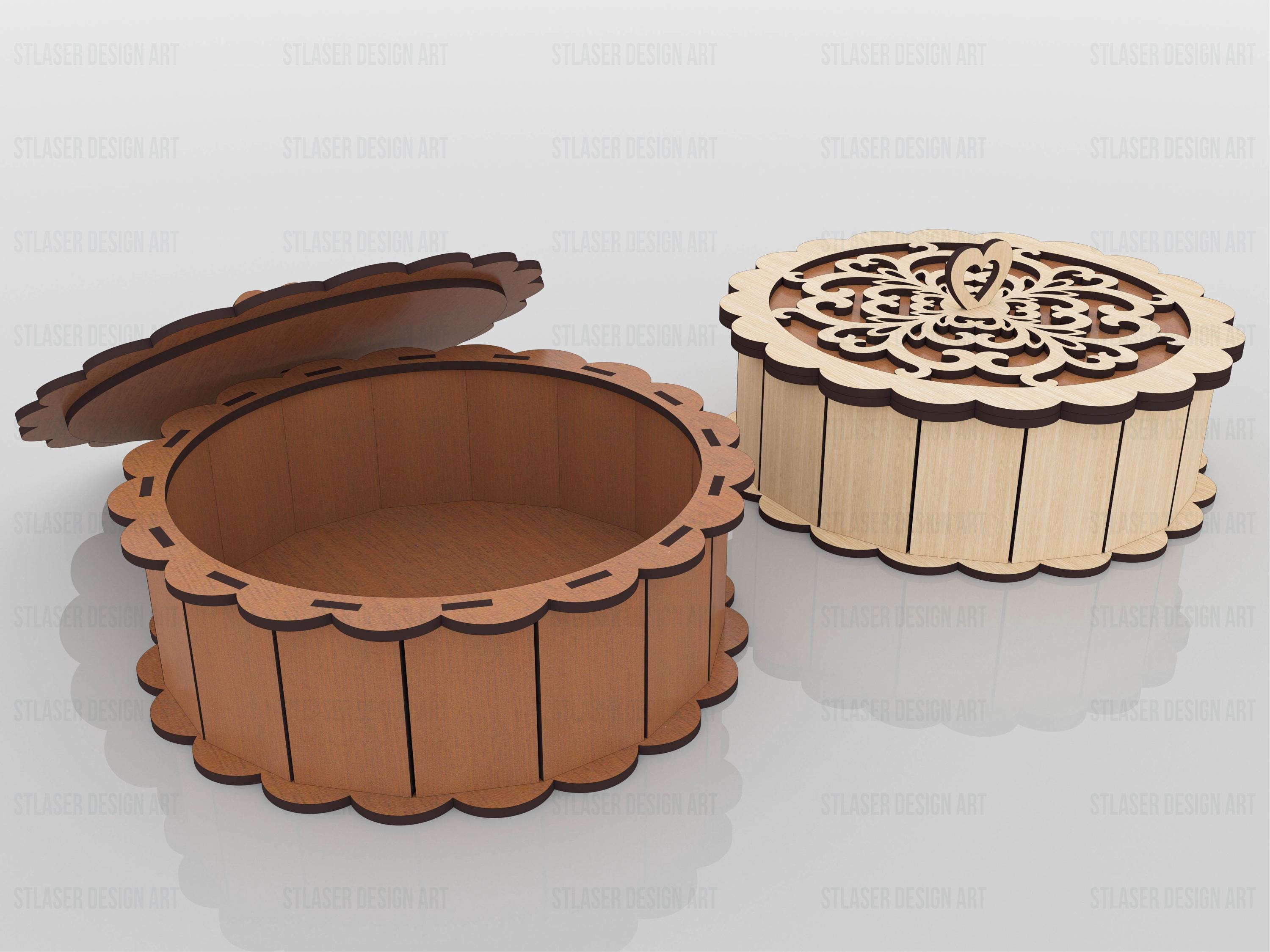 Decorative Round Gift Box Laser Cut Svg Files, Vector Files for Wood ...