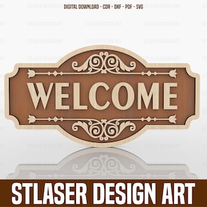 Welcome Sign, Door Hanger Laser Cut Svg Files, Vector Files For Wood Laser Cutting
