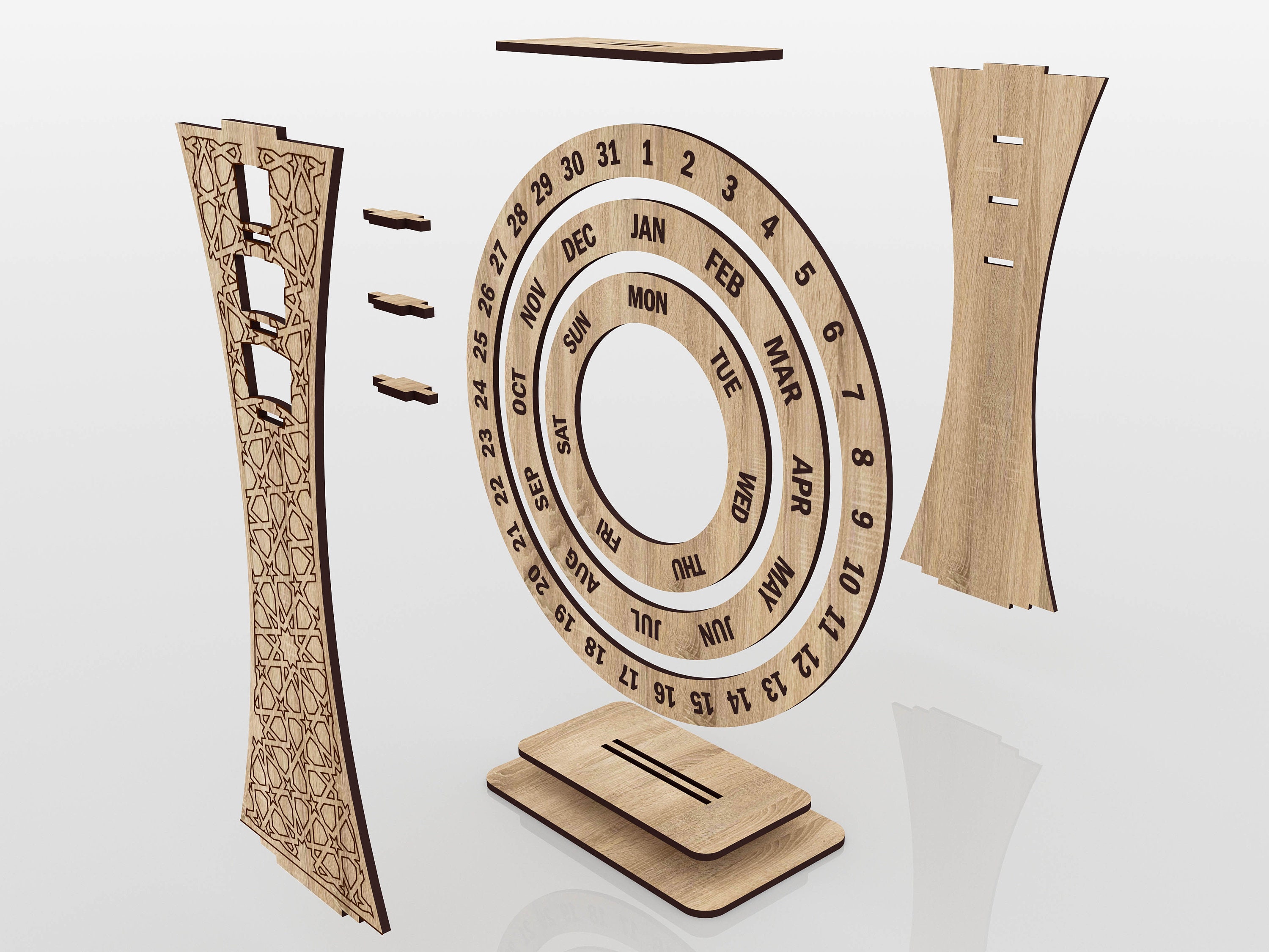 Wooden Laser Cut Perpetual Calendar Vector Files for Wood Etsy UK