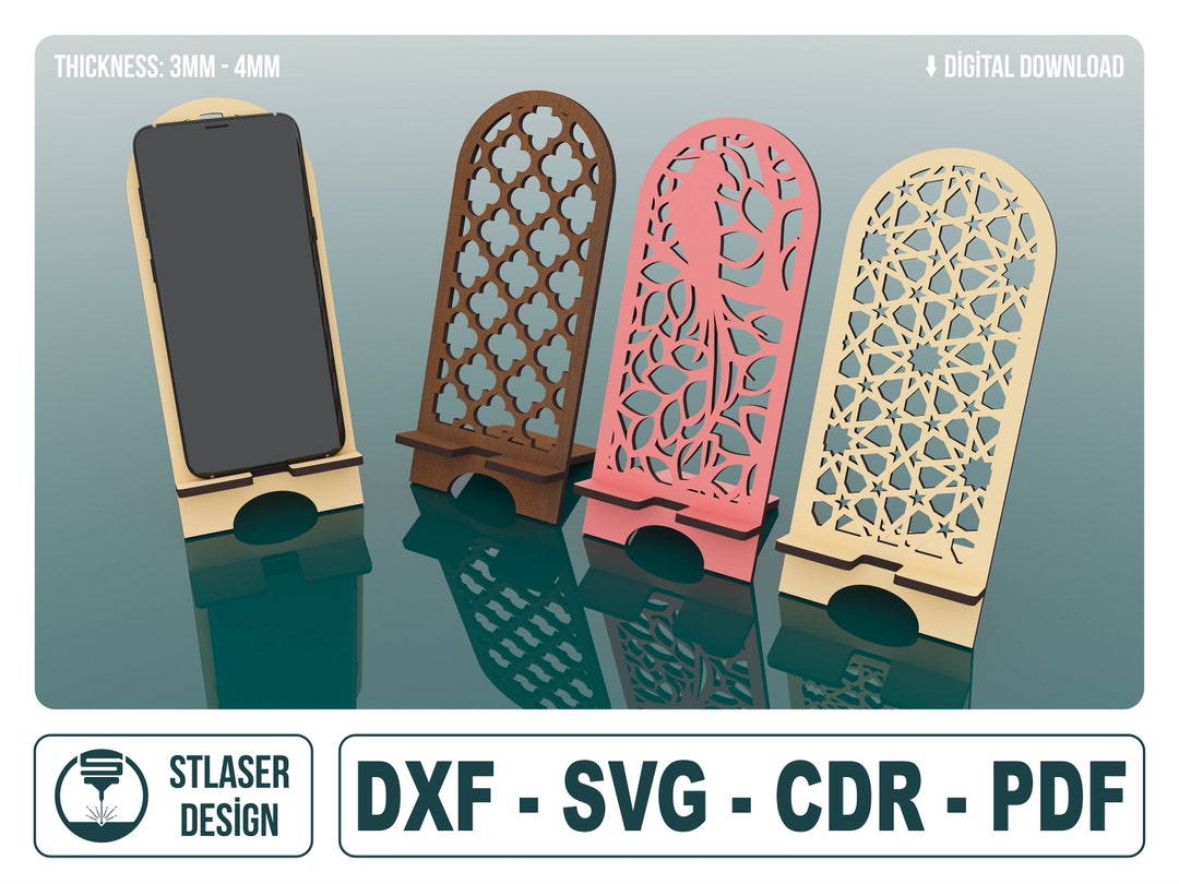 Wooden Phone Holder Files, Laser Cut Phone Stand, Vector Files for Wood