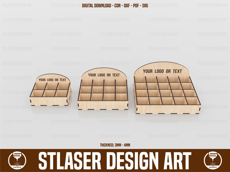 Laser Cut 3 Size Slotted Box Svg Files, Jewelry - Multipurpose Box ...