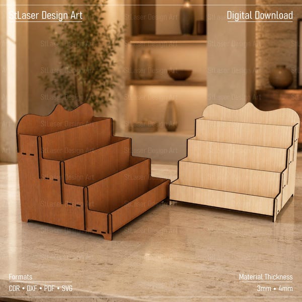 Display Stand Laser Cut Svg Files , 4 Shelf Display Stand Files, Vector Files For Wood Laser Cutting