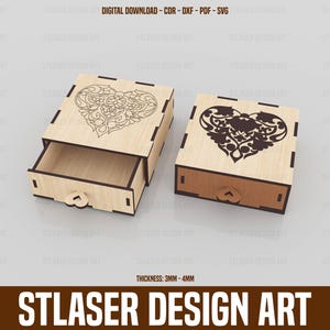 Drawer Jewelry Box Laser Cut Files, Gift Box Svg Files, Laser Cut Wooden Box, Vector Files For Wood Laser Cutting