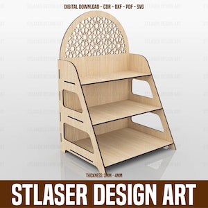 Displaystandaard lasergesneden svg-bestanden, displaystandaardbestanden met 3 planken, vectorbestanden voor hout lasersnijden