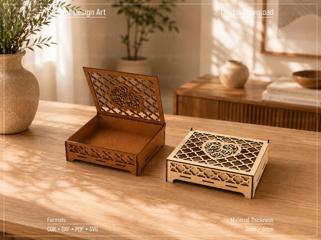 Laser Cut Box With Heart Svg Files, Jewelry and Gift Box Vector Files ...