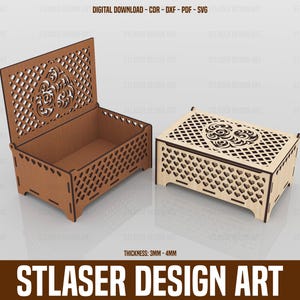 Laser Cut Wooden Jewelry Box Svg Files, Wooden Gift Box Files, Vector Files For Wood Laser Cutting