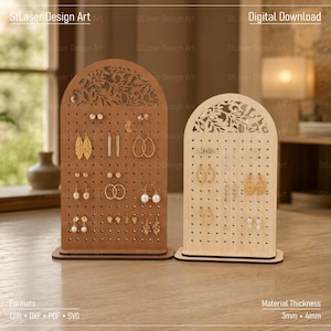 2 Different Size Earring Stand Svg Files, Earring Holder Files, Vector Files For Wood Laser Cutting
