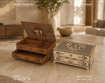 Laser Cut Chest Of Drawers Jewelry Box Svg Files, Jewelry Box Vector Files