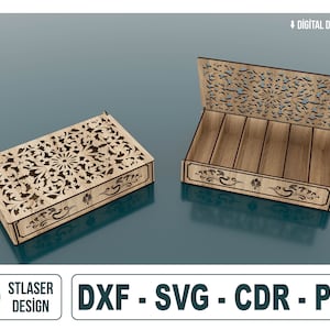 Lasergesneden sieradendoos Svg-bestanden, houten geschenkdoos-bestanden, vectorbestanden voor hout lasersnijden