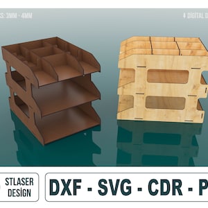Laser Cut Desktop Organiser Svg Files, Paper Holder Stand Files, Vector Files For Wood Laser Cutting