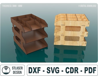 Laser Cut Desktop Organiser Svg Files, Paper Holder Stand Files, Vector Files For Wood Laser Cutting