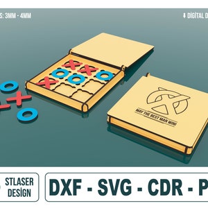 File SVG del gioco del tris in legno tagliato al laser, file vettoriali per il taglio laser del legno