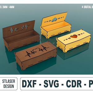 Caja de regalo de madera cortada con láser, archivos vectoriales para corte por láser de madera