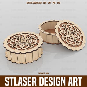 Decorative Round Gift Box Laser Cut Svg Files, Vector Files for Wood ...