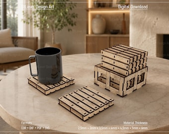 Boxed Pallet Coaster Svg Files, Vector Files For Wood Laser Cutting