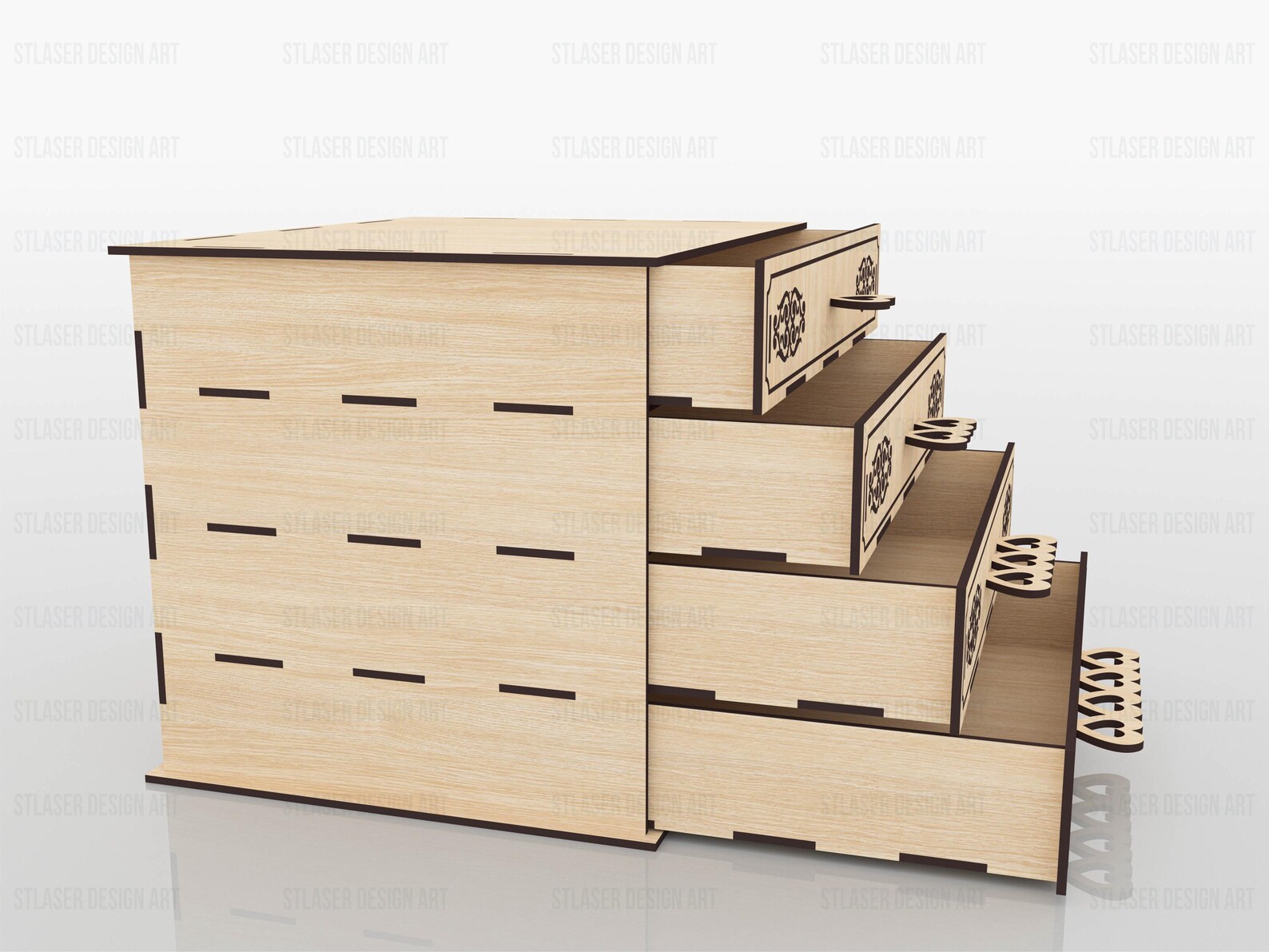 Chest of Drawers Box Laser Cut Svg Files, Vector Files for Wood Laser ...