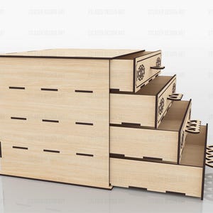 Chest of Drawers Box Laser Cut Svg Files, Vector Files for Wood Laser ...